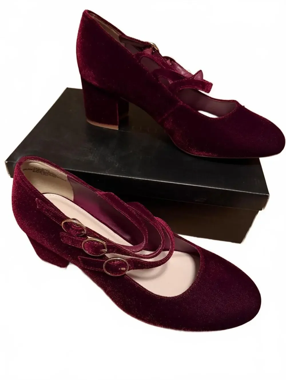 NIB ELOQUII Royal Red Velvet Mary Janes Size 12